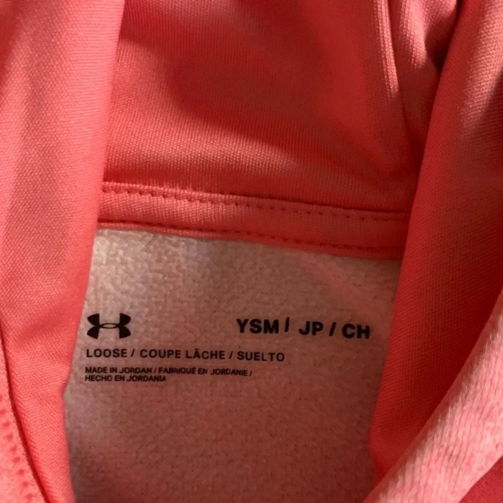 Under Armour Kids Peach Pink Sparkle Logo Hoodie Sweatshirt Size YSM Small EUC